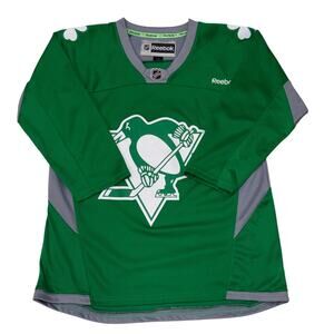 Pittsburg Penguins St Patricks Day Jersey Youth Boys Large/XL Green Reebok *RARE